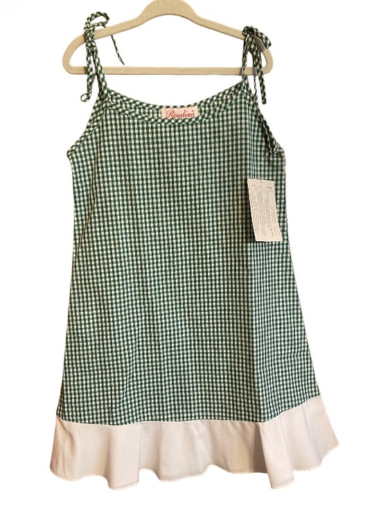 Rosalina Collections Other - Rosalina Collections Green Gingham Tie-Strap Dress White Ruffle Hem NWT Size 5